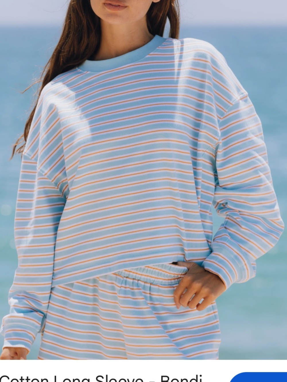 Daily drills Bondi Stripe Blue & White Striped Cotton Long Sleeve Sweater